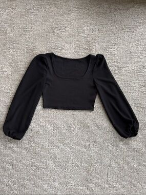 Never Worn Black Square Necked Crop Top Size S